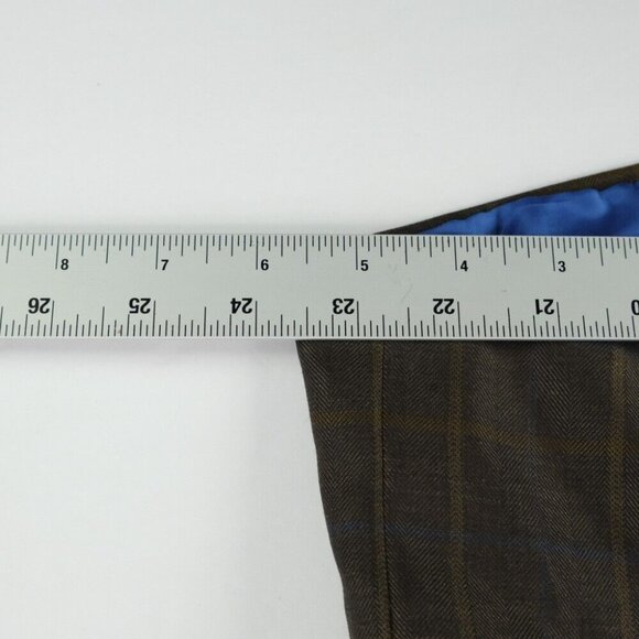 Holland & Sherry Mens Wool Lined Collared Button Plaid Suit Blazer Brown Size 40 - Picture 11 of 14